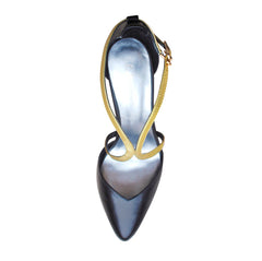 Fitting/ displays Sample - Black and Gold pointy leather Pumps, multi-sizes