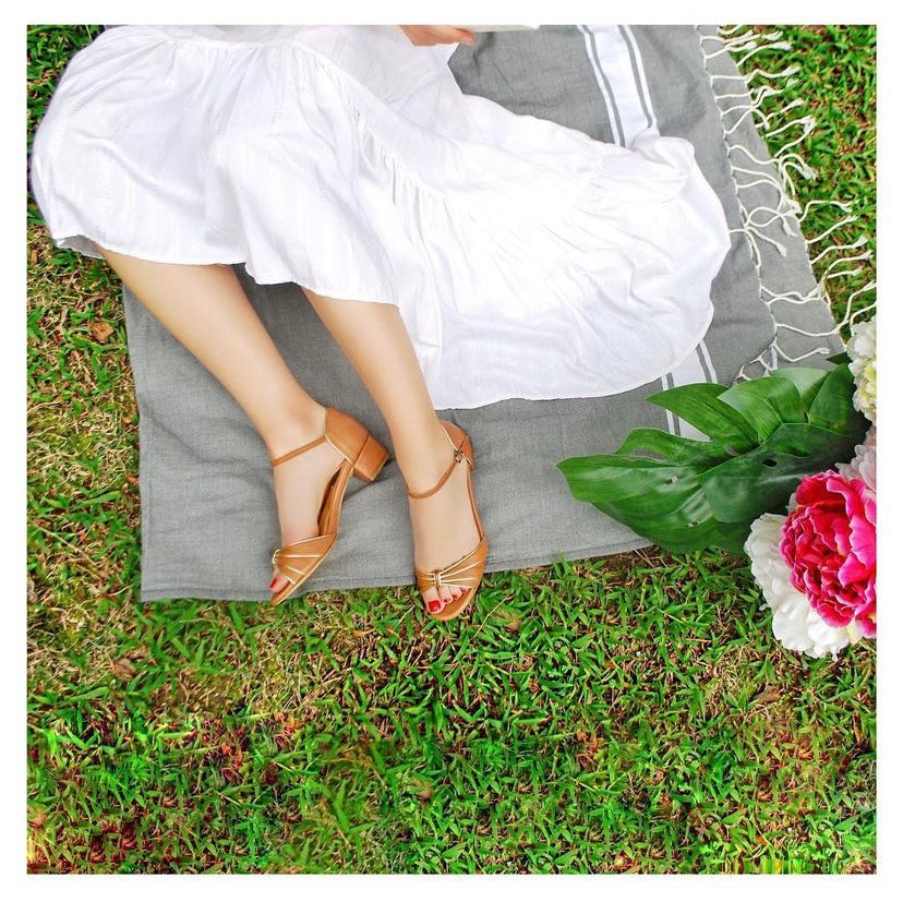 Summer Limited - Brown and Gold chunky heels, size 40 (Grade A)