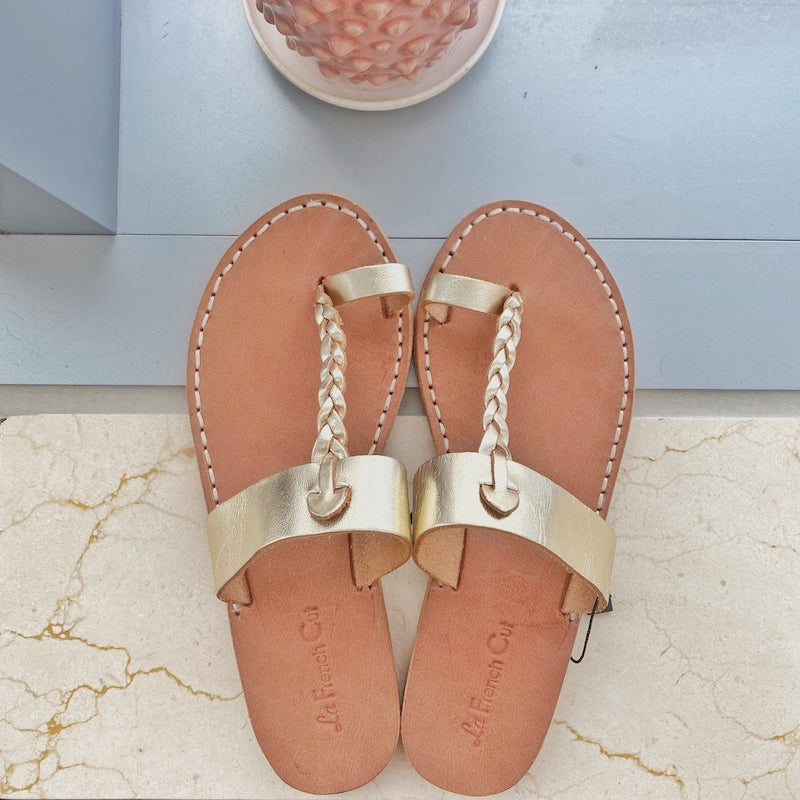 Leather Flat Sandals - Egyptian Style Gold, multi-sizes