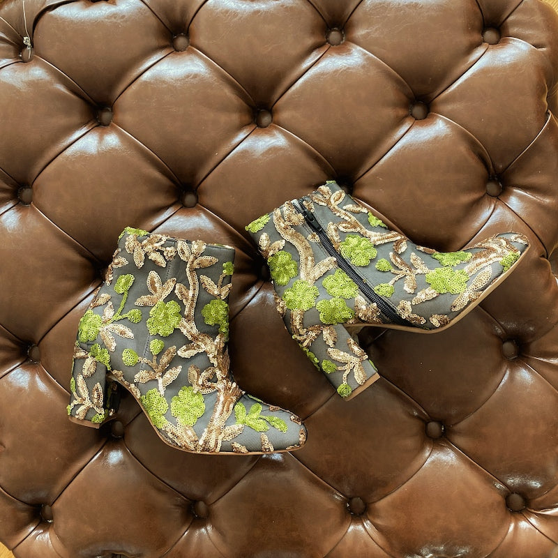 Fitting/ display Sample - Sequins embroideries on nude leather Boots, size 38 (Grade A)