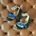 Fitting/ display Sample - Printed hair, blue & black chunky heels, size 37.5 (New)