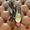 Fitting/ display Sample - Black leather & tangerine Snake round Pumps, size 38 (New)