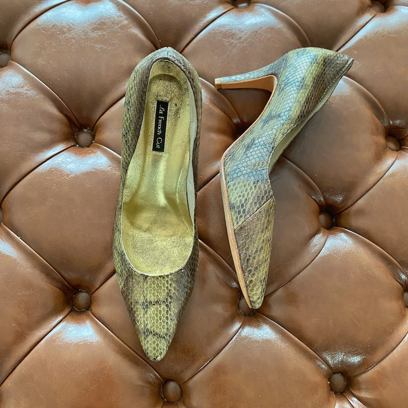 Fitting/ display Sample - Dark green snake pointy Stiletto, size 40 (Grade B)