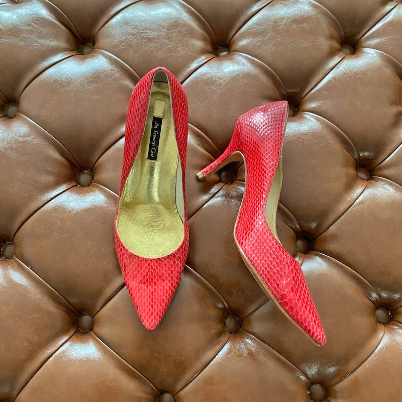 Fitting/ display Sample - Dark red snake pointy Stiletto, size 39 (Grade A)