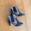 Fitting / display Sample - Black & Shiny silver leather ankle boots, size 37.5 (Grade C)