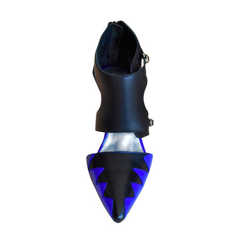Fitting/ display Sample - Black and blue cut-out ankle boots, size 37.5 (Grade B)