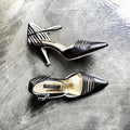 Spring Limited - Black leather strappy pointy pumps, size 35 (New)