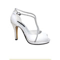White satin and crystals peep toe sandals  - Large width