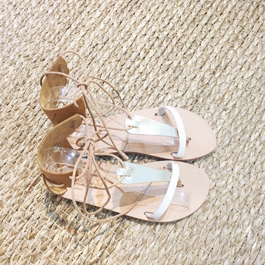 Leather Flat Sandals - Roman Style Gold