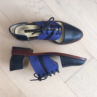 Winter Limited - Dark Navy and Lavender blue leather cut-out Derbys