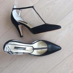 Winter Limited - Black and Grey Glitters T-strap pumps