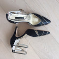 Winter Limited - Black & Gold pipping leather pumps - Size 38 (Grade B)