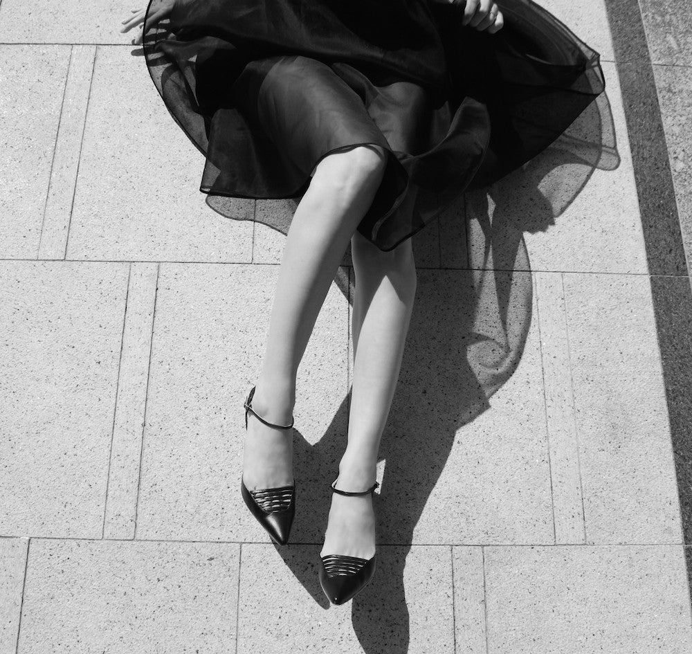 Spring Limited - Black leather strappy pointy pumps, size 35 (New)