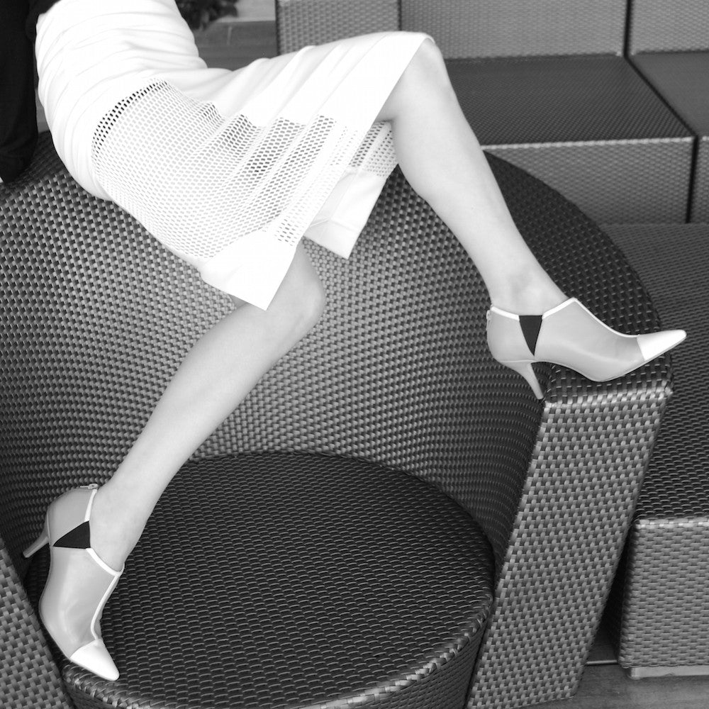 Spring Limited - Nude and White leather low ankle boot, size 36 (Grade A)