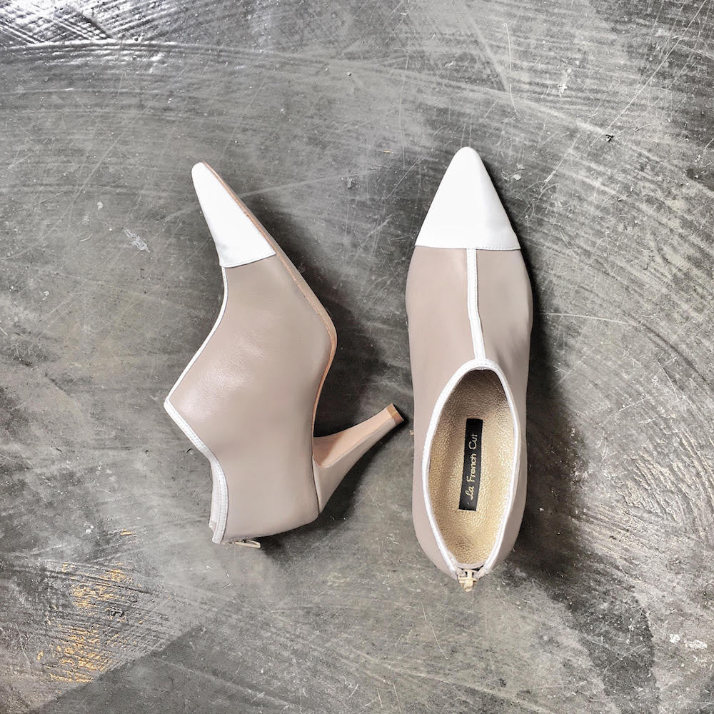 Spring Limited - Nude and White leather low ankle boot, size 36 (Grade A)