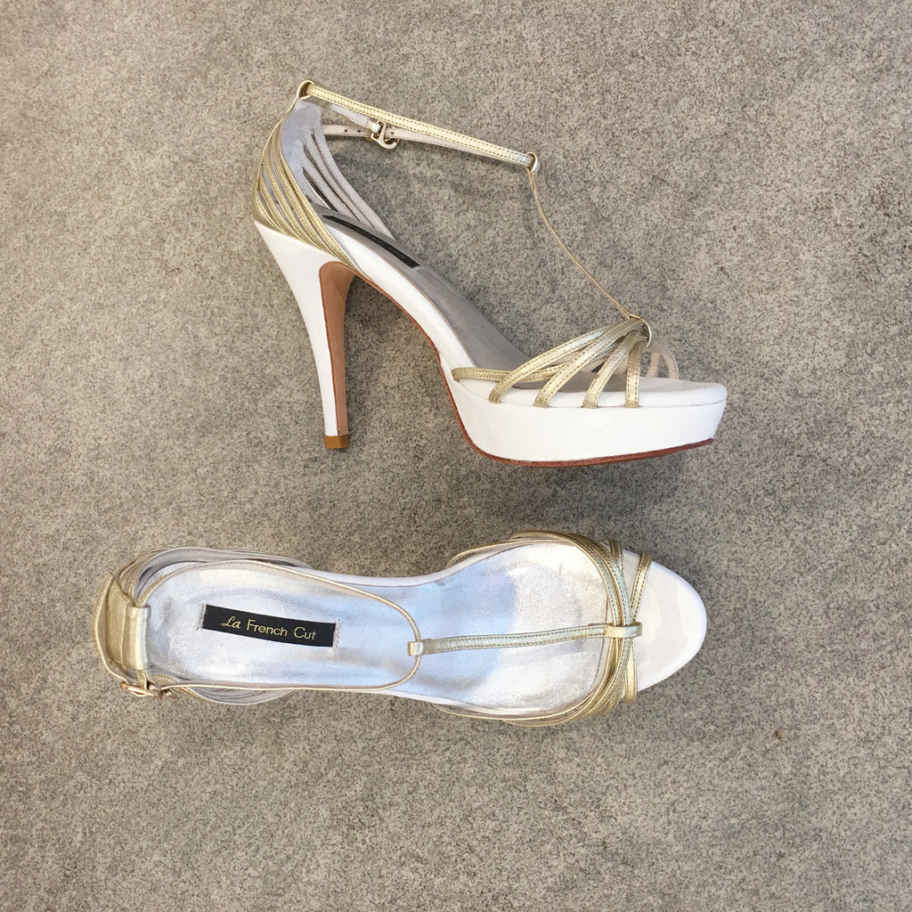 Summer Limited - White and Gold strappy platform sandals
