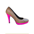 Fitting/ display Sample - Nude snake & neon pink platform pumps, size 37.5 (Grade C)