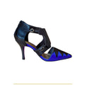 Fitting/ display Sample - Black and blue cut-out ankle boots, size 37.5 (Grade B)