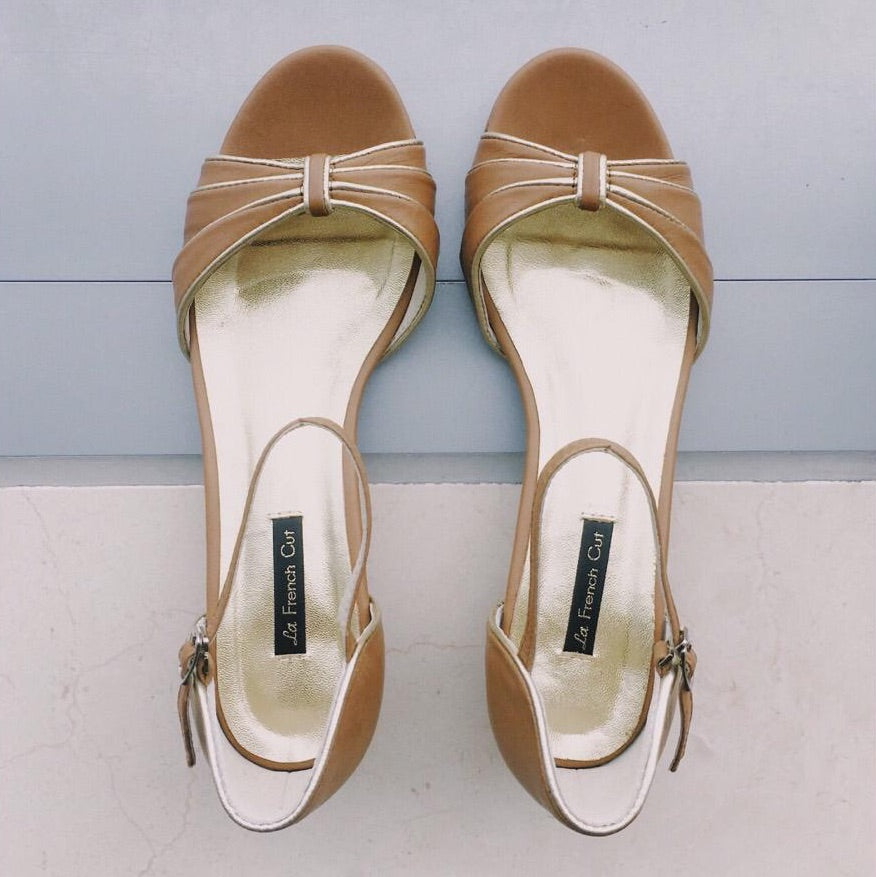 Summer Limited - Brown and Gold chunky heels, size 40 (Grade A)