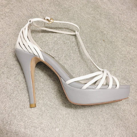 Summer Limited - White  and grey strappy platform sandals