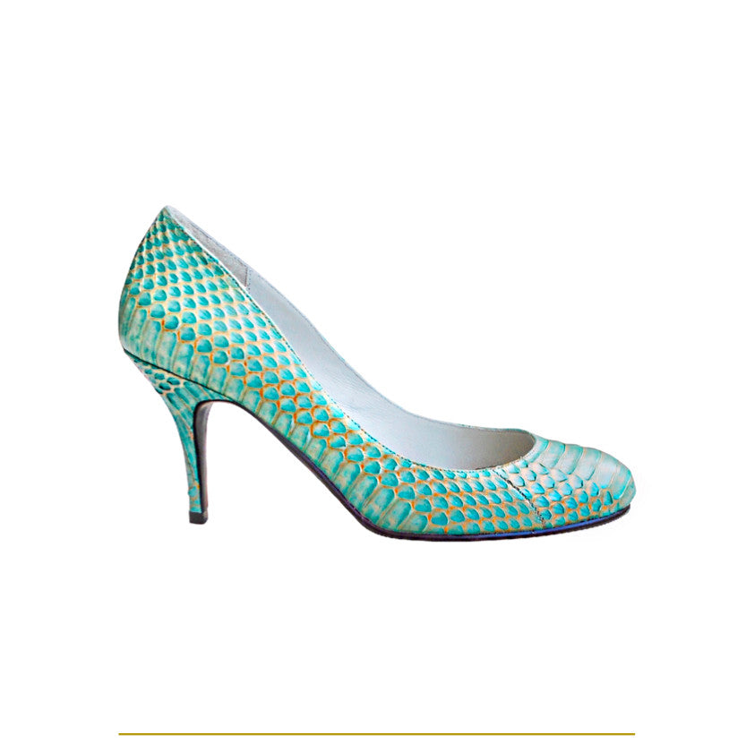 Fitting/ display Sample - Turquoise blue snake Pumps, size 37.5 (Grade C)