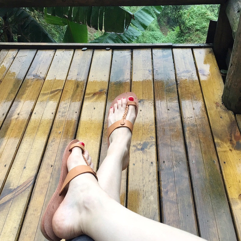 Leather Flat Sandals - Egyptian Style Natural, multi-sizes