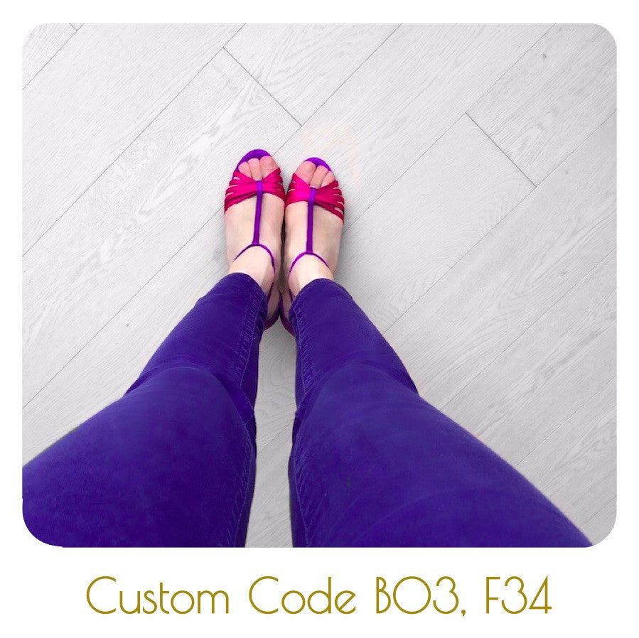 Fitting/ display Sample - Purple & pink Satin strappy heels, size 37.5 (Grade C)